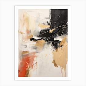 Charcoal And Orange Autumn Abstract Painting 3 Art Print