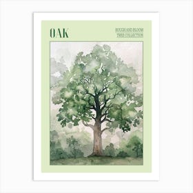 Oak Tree Atmospheric Watercolour Painting 4 Poster Art Print