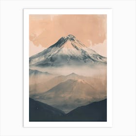 Pico De Orizaba Mexico Color Line Drawing (7) Art Print