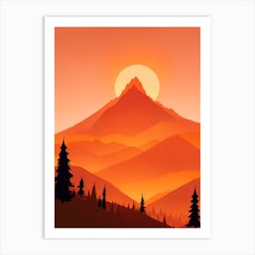 Misty Mountains Vertical Composition In Orange Tone 219 Art Print