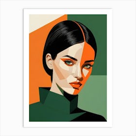 Geometric Woman Portrait Pop Art (19) Art Print