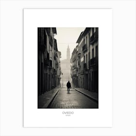 Poster Of Oviedo, Spain, Black And White Analogue Photography 2 Art Print