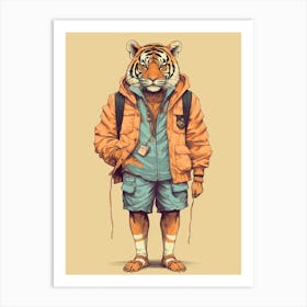 Tiger Illustrations Wearing A Romper 4 Art Print