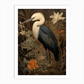 Dark And Moody Botanical Stork 3 Art Print