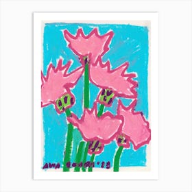 Wild Pink Flowers Art Print