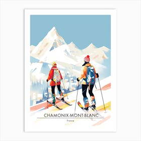Chamonix Mont Blanc   France, Ski Resort Poster Illustration 1 Art Print