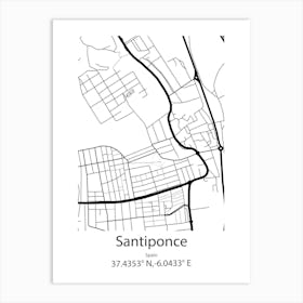 Santiponce,Spain Minimalist Map Art Print