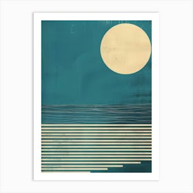 Moon Over The Ocean Canvas Print Art Print