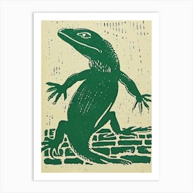 Lizard On The Brick Wall Bold Block 3 Art Print