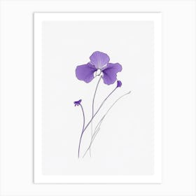 Violets Floral Minimal Line Drawing 4 Flower Art Print