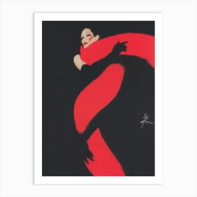 Woman Wearing Red Scarf Vintage Fashion Poster Art Print