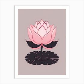 A Pink Lotus In Minimalist Style Vertical Composition 80 Art Print