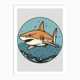 A Tiger Shark In A Vintage Cartoon Style 3 Art Print