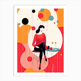 Woman Sitting At A Table, Abstract art Art Print