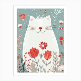 Cat In Flowers 9 Art Print