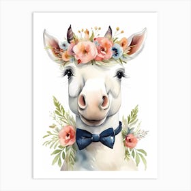 Baby Unicorn Flower Crown Bowties Woodland Animal Nursery Decor (20) Art Print