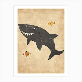 Shark & Fish Modern Storybook Style 2 Art Print