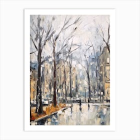 Winter City Park Painting Parc Monceau Paris France 1 Art Print