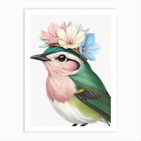 Bird With Flower Crown 11 Art Print