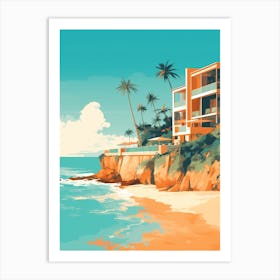 Abstract Illustration Of Hapuna Beach Hawaii Orange Hues 3 Art Print