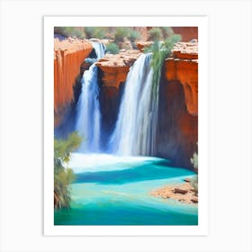 Havasu Falls, United States Peaceful Oil Art  Art Print