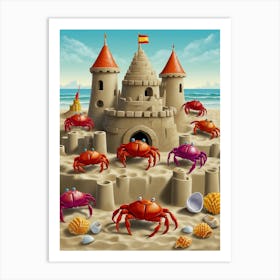 Sand Castle With Crabs Art Print