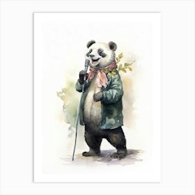 Panda Art Performing Stand Up Comedy Watercolour 4 Art Print