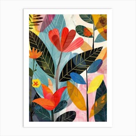 Colorful Flowers And Leaves Art Print