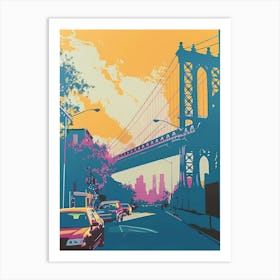 Riverdale New York Colourful Silkscreen Illustration 4 Art Print