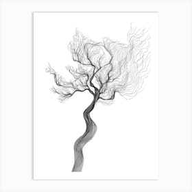 Line Drawing Of A Tree 1 Art Print