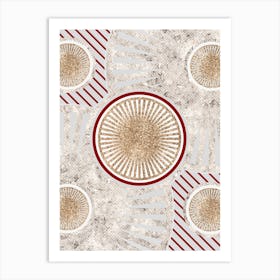 Geometric Abstract Glyph in Festive Gold Silver and Red n.0085 Art Print