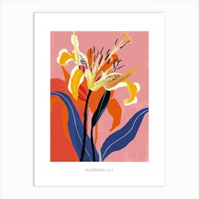 Colourful Flower Illustration Poster Gloriosa Lily 1 Art Print