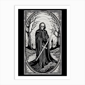 Death Tarot Card, Vintage 2 Art Print