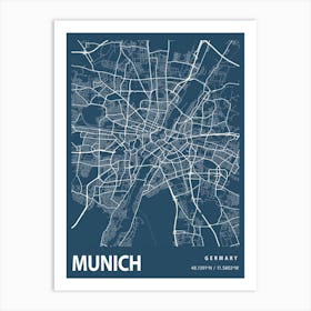 Munich Blueprint City Map 1 Art Print