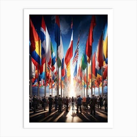 A Monumental Assembly Of Global Country Flags Arranged In A Harmonious Panorama Of Unity And Divers (4) Art Print