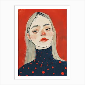 Girl With Polka Dots 2 Art Print