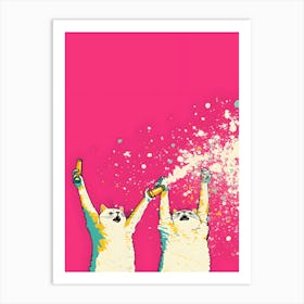 Two Cats Drinking Champagne Art Print