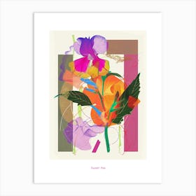 Sweet Pea 4 Neon Flower Collage Poster Art Print