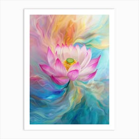 lotus flower swirling colors of light 1 Art Print