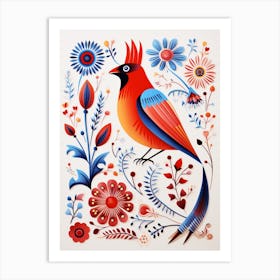 Scandinavian Bird Illustration Cardinal 1 Art Print