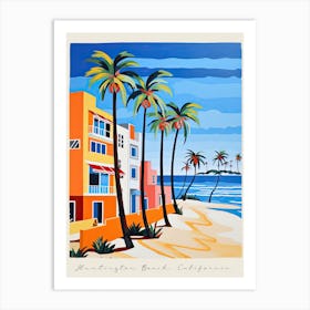 Poster Of Huntington Beach, California, Matisse And Rousseau Style 4 Art Print