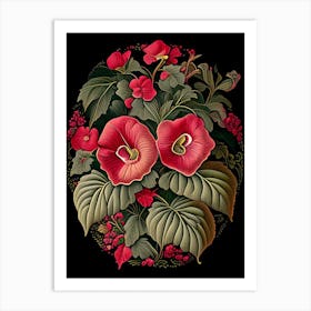 Impatiens 2 Floral Botanical Vintage Poster Flower Art Print