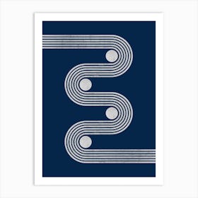 Blue Gray Lines B Art Print