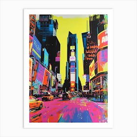 Times Square New York Colourful Silkscreen Illustration 2 Art Print