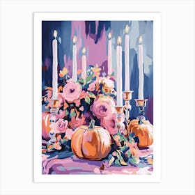 Pumpkins And Candles 4 Art Print