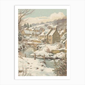Vintage Winter Illustration Cotswolds United Kingdom 1 Art Print