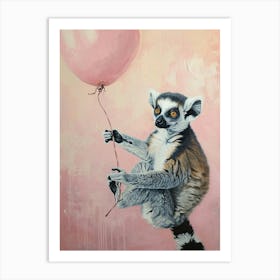 Cute Lemur 3 With Balloon Art Print