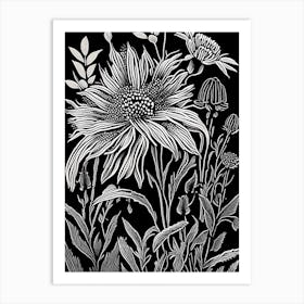 Indian Blanket Wildflower Linocut 1 Art Print