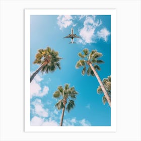 Airplane Flying Over Palm Trees 7 Art Print