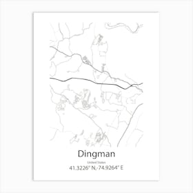 Dingman,United States Minimalist Map 1 Art Print